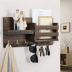 Lwenki Mail Organizer for Wall Mount – Key Holder with Shelf Includes Letter Holder and Hooks for Coats, Dog Leashes – Rustic Wood with Flush Mounting Hardware (16.5” x 8.7” x 3.5”) - Image 6