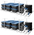 FLEXIMOUNTS 4x8 Overhead Garage Storage Rack with 6 Hooks, 2 Pack, White by FLEXIMOUNTS