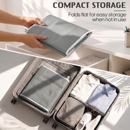Libeder 4 Shelf Hanging Closet Organizer and Storage, Grey | Anti-Sagging Closet Hanging Shelf with Mesh Side Pockets, Space-saving Fabric Hanging Storage Bins for Cloths with Hooks - Image 5