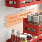 Sevenblue 4-Pack Magnetic Spice Rack for Refrigerator with Hooks, Red - Image 2