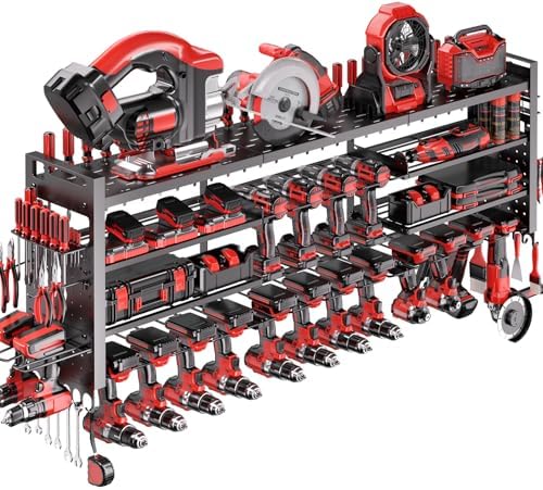 49.8" Power Tool Organizer Wall Mount,Holds 18 Cordless Drills by SHOMEXTOL