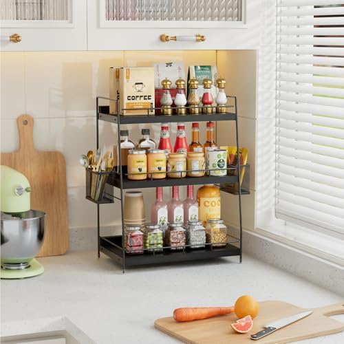 3 Tier Bathroom Counter Organizer with Side Baskets, Wooden Vanity Shelf - Image 6