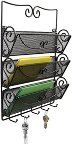 Deco Brothers Wall Mail Organizer with 5 Key Holder, 3 Tier, Bronze - Image 7