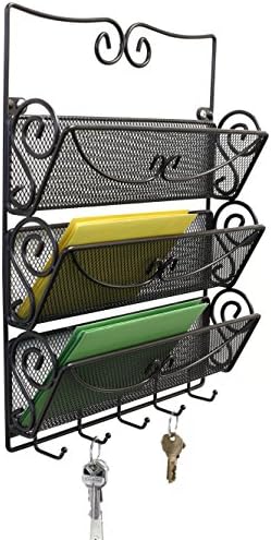 Deco Brothers Wall Mail Organizer with 5 Key Holder, 3 Tier, Bronze - Image 7