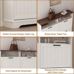 Hidden Shoe Storage Cabinet with 4 Flip Drawers & Open Storage - Image 7