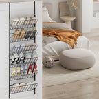 SWTYMIKI Over the Door Shoe Organizer - Adjustable 6 Tier Hanging Shoe Rack Organizer, Metal Heavy Duty Behind Door Storage or Wall Mount Shoes Shelf for Flats, Heels, Sneakers, Boots - Image 6