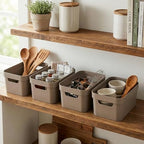 BINO | Plastic Storage Bins, 4 Liter - 4 Pack, Taupe | THE MODERN COLLECTION | Plastic Bins for Organization | Woven Storage Baskets for Organizing | Pantry Shelf Organizer Basket Container Bin - Image 3