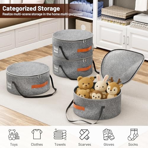 SLEEPING LAMB Cowboy Hat Box for Travel and Storage, Collapsible Cap Organizer Case with Handles & Shoulder Strap for Men Carry Cap Bag, Soft and Large Hat Box for Women Storage for Closet, Grey - Image 7