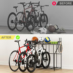 4 Bike Stand, Bike Rack Garage with Storage Rack, Bicycle Stand for Garage Organizer, Indoor Sporting Gear Storage Station for Mountain/Road/Hybrid & Fat Tire Bike - Image 7