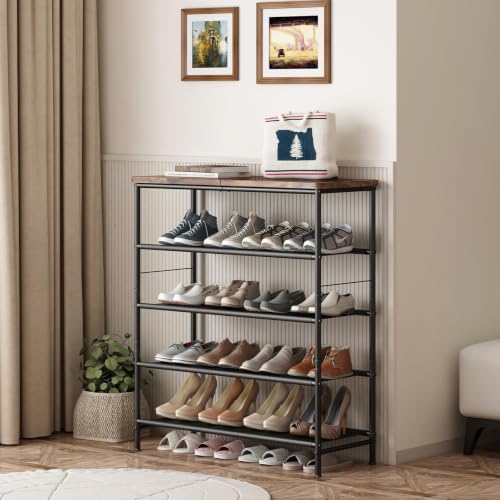 INGIORDAR 5 Tier Shoe Rack Storage Organizer Shelf Top with MDF Board - Image 4