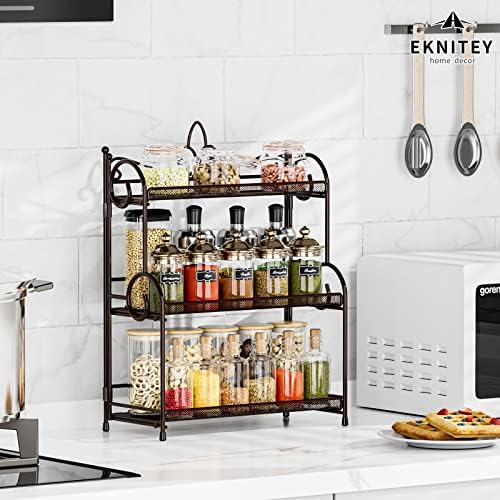 EKNITEY Bathroom Organizer Shelf Countertop - 3 Tier Spice Rack No Assembly - Image 3