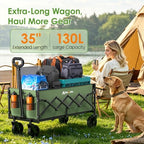 Blomoba 35" Extra Long Folding Wagon with Adjustable Handle & Wheels, Green - Image 3
