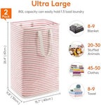 Lifewit 2 Pack Laundry Basket 80L Each, Collapsible Clothes Hamper with Reinforced Handles, Freestanding Waterproof Design for Bedroom and Laundry Room, Pink 160L Total - Image 4