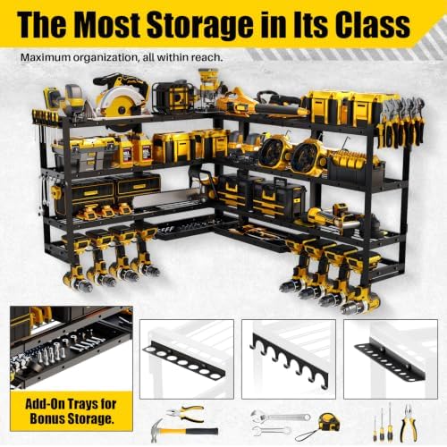 XLarge 64''W Power Tool Organizer Wall Mount, 4-Tier - Image 5