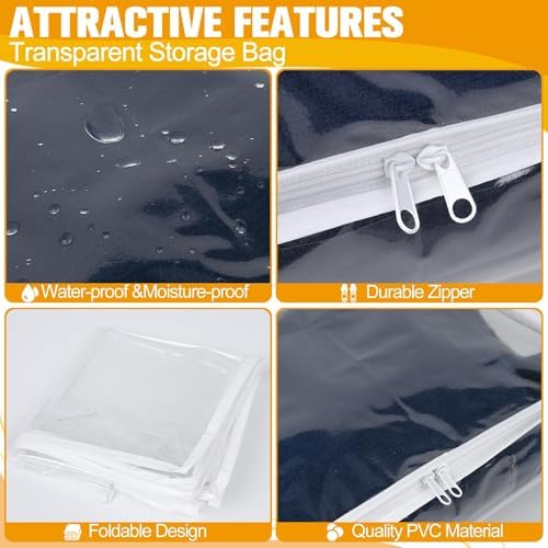 Plastic Storage Bags with Easy-Glide Zipper, Pack of 6, Durable Clear Vinyl Zippered Storage Bags for Clothes Sweaters Comforters Blankets Sheets Bedding (21.6 x 13.7 x 12.4 Inch, Transparent White) - Image 5