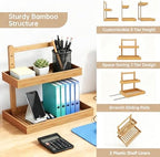 Bamboo Under Sink Organizer - 2 Tier Pull Out Cabinet Shelves with Adjustable Height, Undersink Storage Slide Out for Kitchen Bathroom Cabinet Pantry - Image 3
