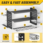 SUNALLY Power Tool Organizer, Wall Mount Garage Tools Storage Rack, Black - Image 4