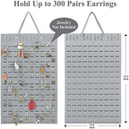 RESOVO Hanging Earrings Organizer, Wall Earring Holder with 2 Hooks, Holds Up To 300 Pairs, Compact Design, Soft Material-Silber Grey - Image 2