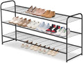 AOODA Long 3 Tier Metal Shoe Rack for Closet Wide Stackable Shoe Storage Organizer for Entryway, Bedroom, Floor, 24-Pairs Men Sneakers Shoe Shelf with Wire Grid, Black by AOODA