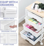 SYKIARIOL Rolling Cart with Drawers, 4-Drawer Utility Cart, Bright White (Pack of 2) - Image 4