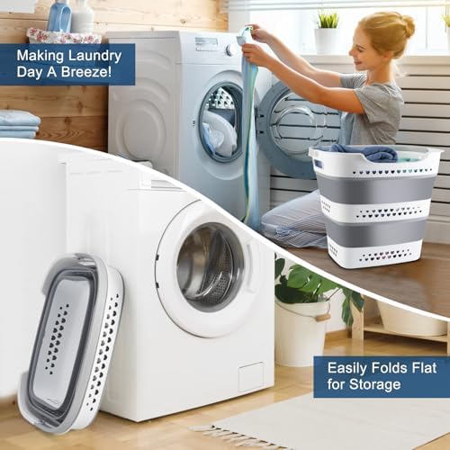 Collapsible Laundry Basket 42L Foldable Pop-Up Clothes Hamper for Dorm - Image 2