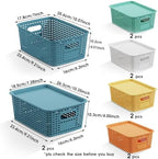 ORGIDOL Plastic Storage Basket with Lids 10 Pack Stackable Colorful Storage Bins Containers with Lid, Decorative Storage Boxes for Organizing Shelves, Drawers, Playroom, Classroom, Office, Closet - Image 6