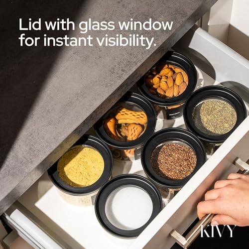 KIVY Airtight glass jars with transparent Glass Lid - 2x 60oz - Stackable - Image 4