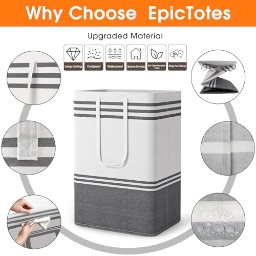 2 Pack Large Laundry Baskets, Laundry Hampers for Dorm, Bathroom, Room 75L - Image 4