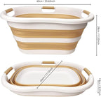 SAMMART 40L (10.5 gallon) Plastic Foldable Laundry Basket/Tub - Collapsible, Space Saving and Portable Laundry Hamper, Ideal for Home, Travel, Dorm, and Camping (1, White/Beige) - Image 9