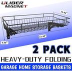 ULIBERMAGNET Large Folding Garage Shelf,Heavy Duty Wire Basket Storage Shelving,400LB Wall Mounted Storage DIY Folding Utility Racks for Garage, Office, Basement, Closet, Kitchen, Laundry - Image 6