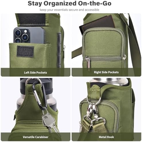 icolor Magnetic Gym Bag Water Bottle Carrier Holder with Phone Pockets & Shoulder Strap,Gym Magnetic Bag 5 Built-in Magnets Gym Accessories Organizer Sling Bottle Bag Pouch Sleeve - Image 5