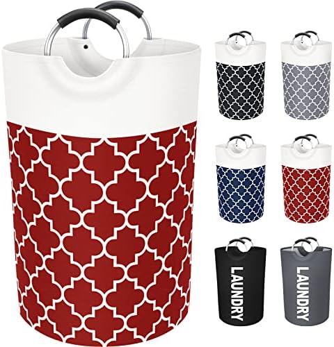 Fabspace Large Laundry Basket Laundry Hamper Bag Washing Bin Clothes Bag Collapsible Tall with Handles Waterproof Travel Bathroom College Essentials Storage for College Dorm, Family (Red) 75L by Fabspace