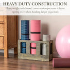 MyGift Wall Mounted Vintage Gray Solid Wood Yoga Mat Holder Fitness Gym Foam Roller Storage Organizer, Floor Standing Sports Exercise Mat Rack - Image 3