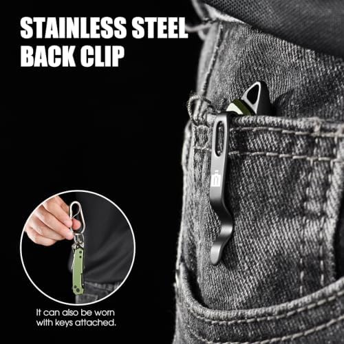 Folding Box Cutter Utility Knife, Green Aluminum, Pocket Clip + 5 Blades - Image 5