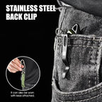 Folding Box Cutter Utility Knife, Green Aluminum, Pocket Clip + 5 Blades - Image 5