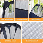 9Pcs Mesh Hamper Pop up Hampers for Laundry Foldable Laundry Basket with Sturdy Handles (Black/White/Blue) Dirty Clothes Baskets for Bedroom College Dorm Travel Storage - Image 4