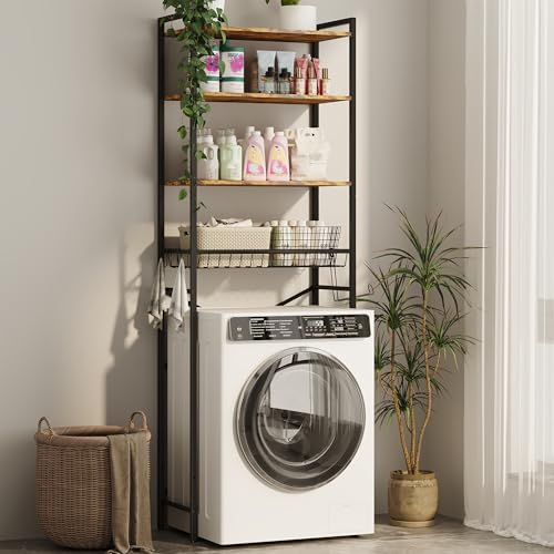 Gizoon Over-The-Toilet Storage Rack with Adjustable Shelf and Basket, 4-Tier Freestanding Space Saver Bathroom Shelves Above Toilet for Room - Image 7