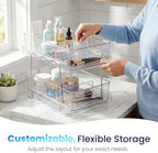 Masirs 2-Tier Clear Pull-Out Drawer Organizer - Sleek, Compact & Sturdy Makeup and Closet Organizer - Easy Assembly Kitchen Storage Solution, Ideal for Makeup, Tools, Medicines 4-Pack - Image 5