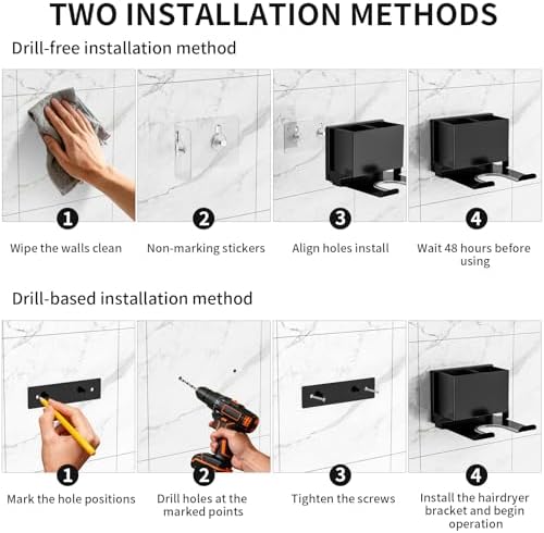 YSD Hair Dryer Holder Wall Mounted, Metal Hair Tool Organizer for Bathroom - Image 5