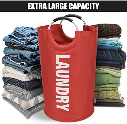 DOKEHOM 125L X-Large Laundry Basket Bag, Collapsible Tall Hamper, Red - Image 5