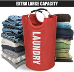 DOKEHOM 125L X-Large Laundry Basket Bag, Collapsible Tall Hamper, Red - Image 5