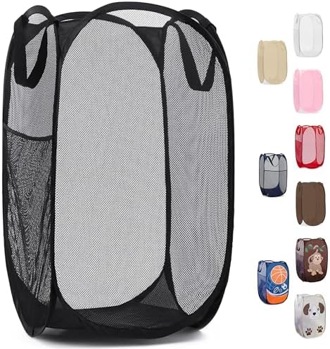 Handy Laundry Collapsible Mesh Pop-Up Hamper with Side Pocket by Handy+Laundry