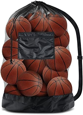 BROTOU Extra Large Mesh Ball Bag, Drawstring Socce Bag for Coach by BROTOU