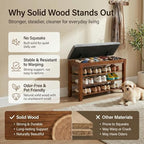 Solid Wood Shoe Rack Bench with Storage, Flip-Top Soft-Close Lid, 31.5” - Image 3