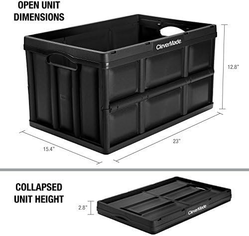 CleverMade Collapsible Storage Bin, 46L Crate, Holds Up to 75 lb, Black - Image 3