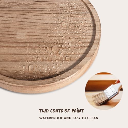 Wood Lazy Susan Turntable Kitchen Decor Round Table Tray, 10" Brown - Image 5