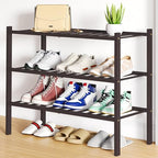 Smiry Bamboo Shoe Rack, 12 Vertical Slats, 3 Tier - 26.8" Wide, Brown by Smiry