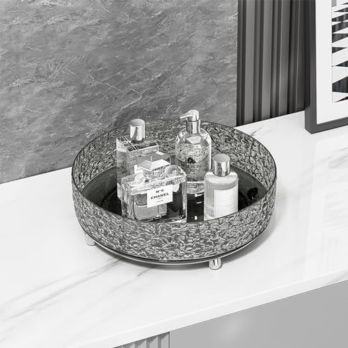 360 Rotating Makeup Organizer, Cosmetics Lazy Susan Spinning Skincare Storage for Vanity, Turntable Perfume Trays for Dresser Bathroom Countertop and Kitchen (Gray) by JUPITERWARRIOR