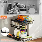 Under Sink Organizer and Storage for Bathroom and Kitchen - 2 Pack 3 Tier - Image 3