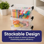 Superio 1.05 Quart Mini Clear Plastic Storage Container with Lid, Stackable Small Organizer Box for Crayons, Art Supplies, Beads, Sewing, Stationery & Food Storage, 3 Pack - Image 3